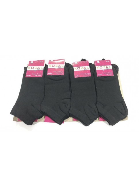 Kozal Kadın Penye Patik Çorap 12'li Paket Siyah (BC-99-14)